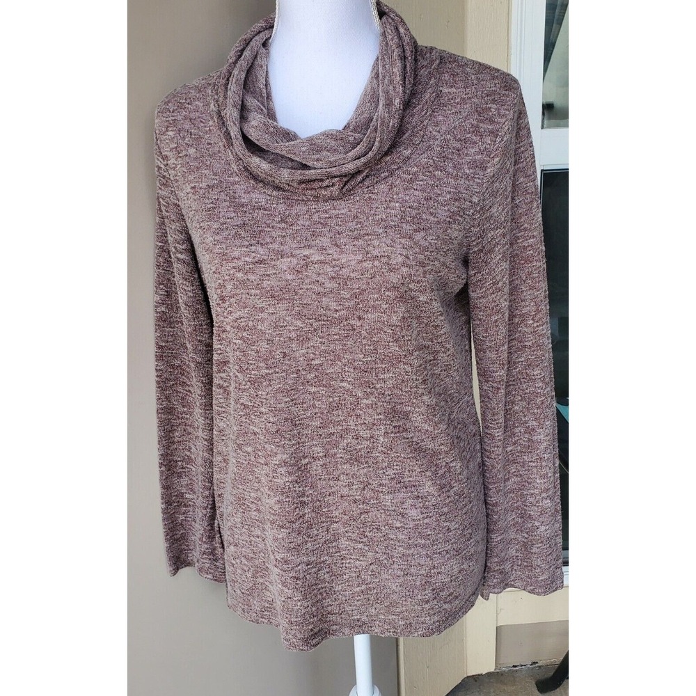 Chicos Cowl Neck Long Sleeve Marled Knit‎ Lightweight Sweater Top Womens M/8